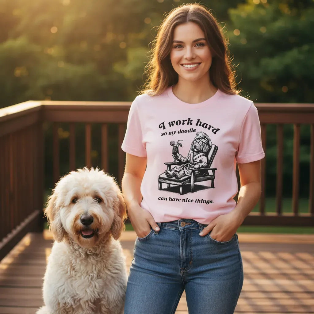 Doodle Work Hard T-Shirt in by Puppy Jo