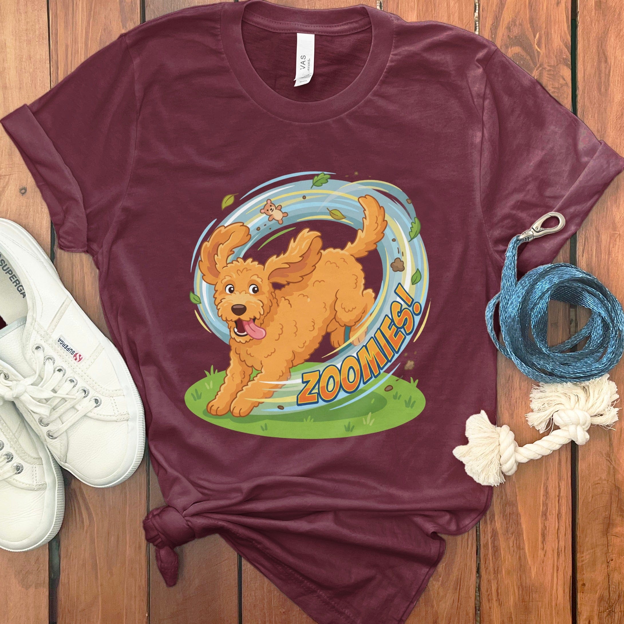 Doodle Zoomies T-Shirt in Maroon / S by Puppy Jo