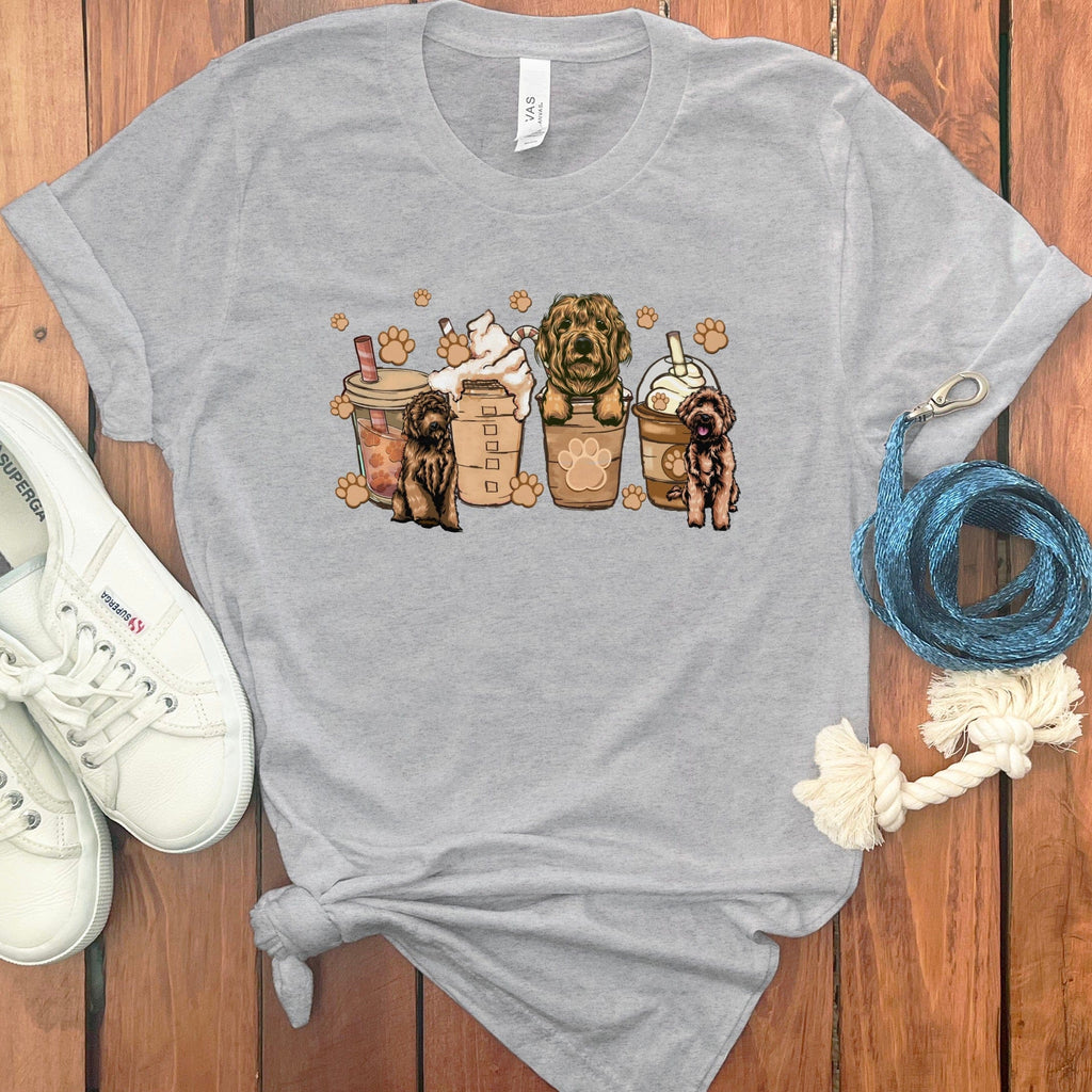 Doodles and Coffee T-Shirt in Athletic Heather / S by Puppy Jo