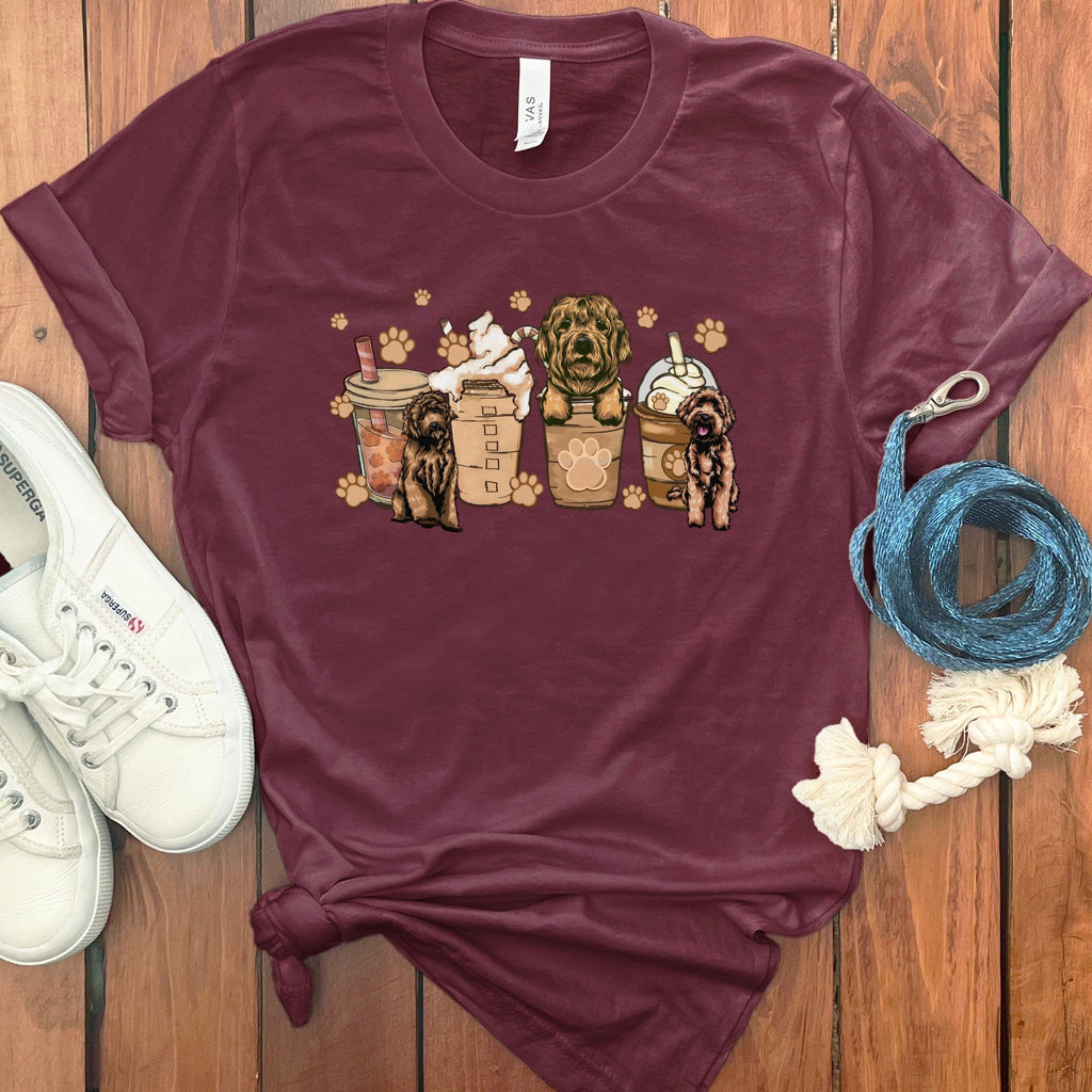 Doodles and Coffee T-Shirt in Maroon / S by Puppy Jo