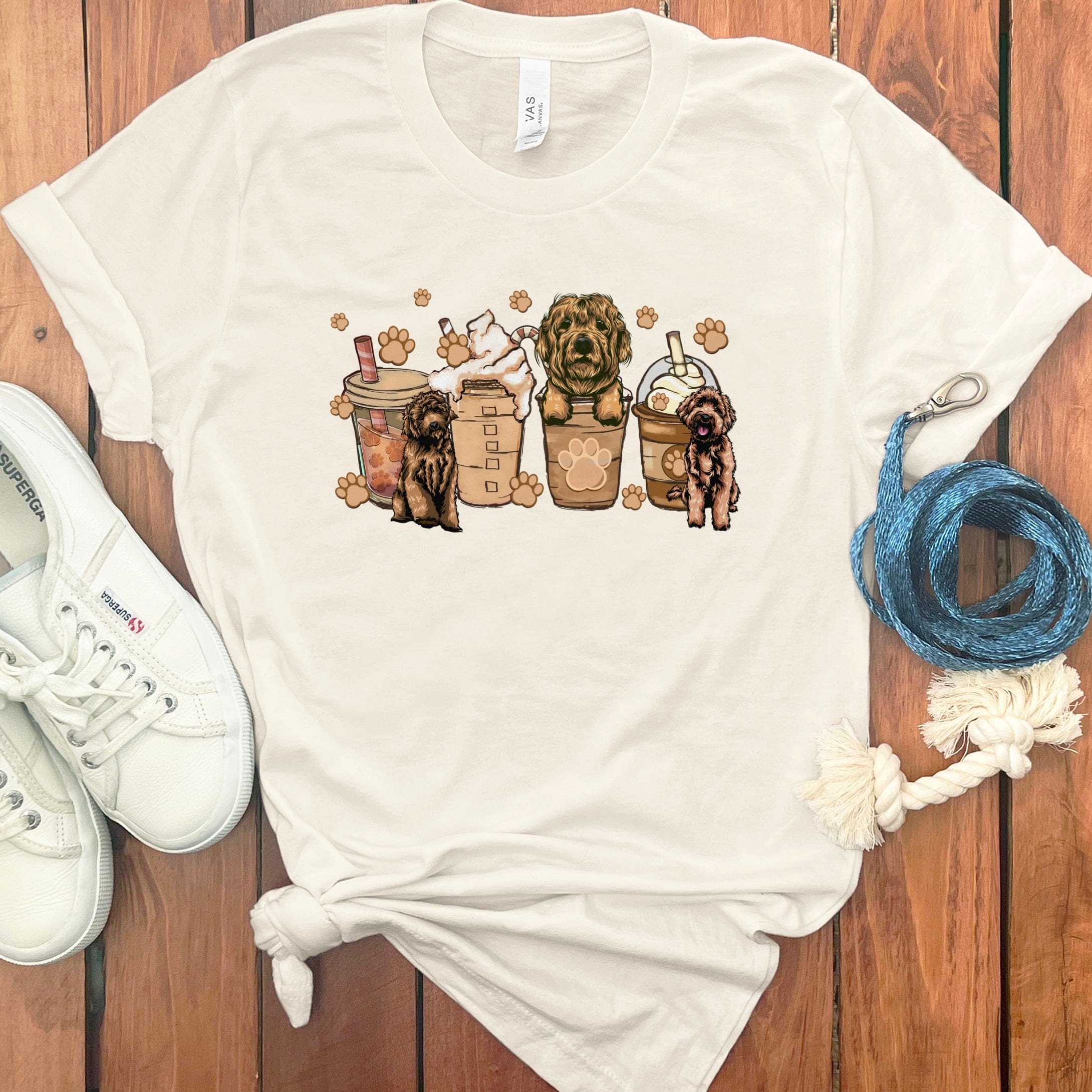 Doodles and Coffee T-Shirt in Natural / S by Puppy Jo
