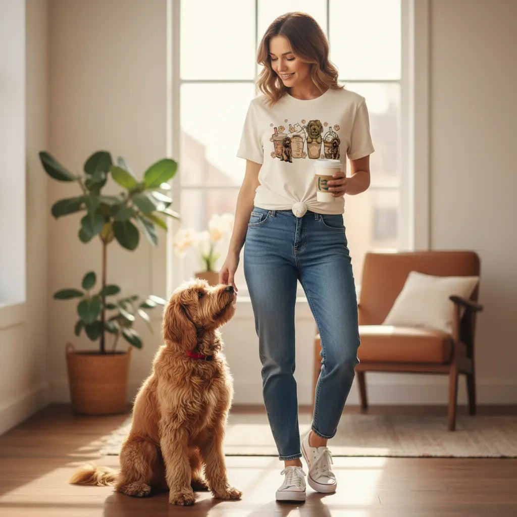 Doodles and Coffee T-Shirt in by Puppy Jo