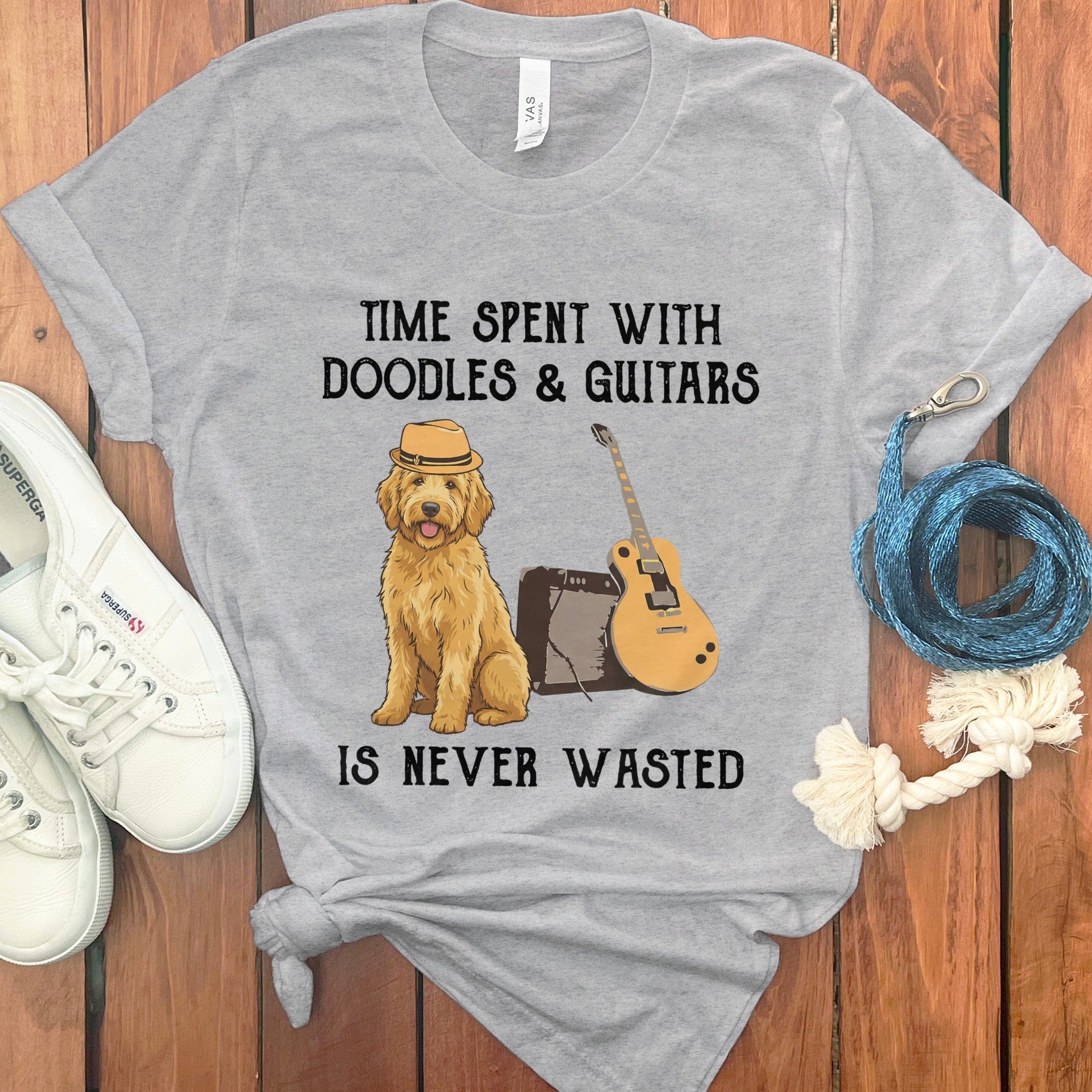 Doodles and Guitars T-Shirt in Athletic Heather / S by Puppy Jo