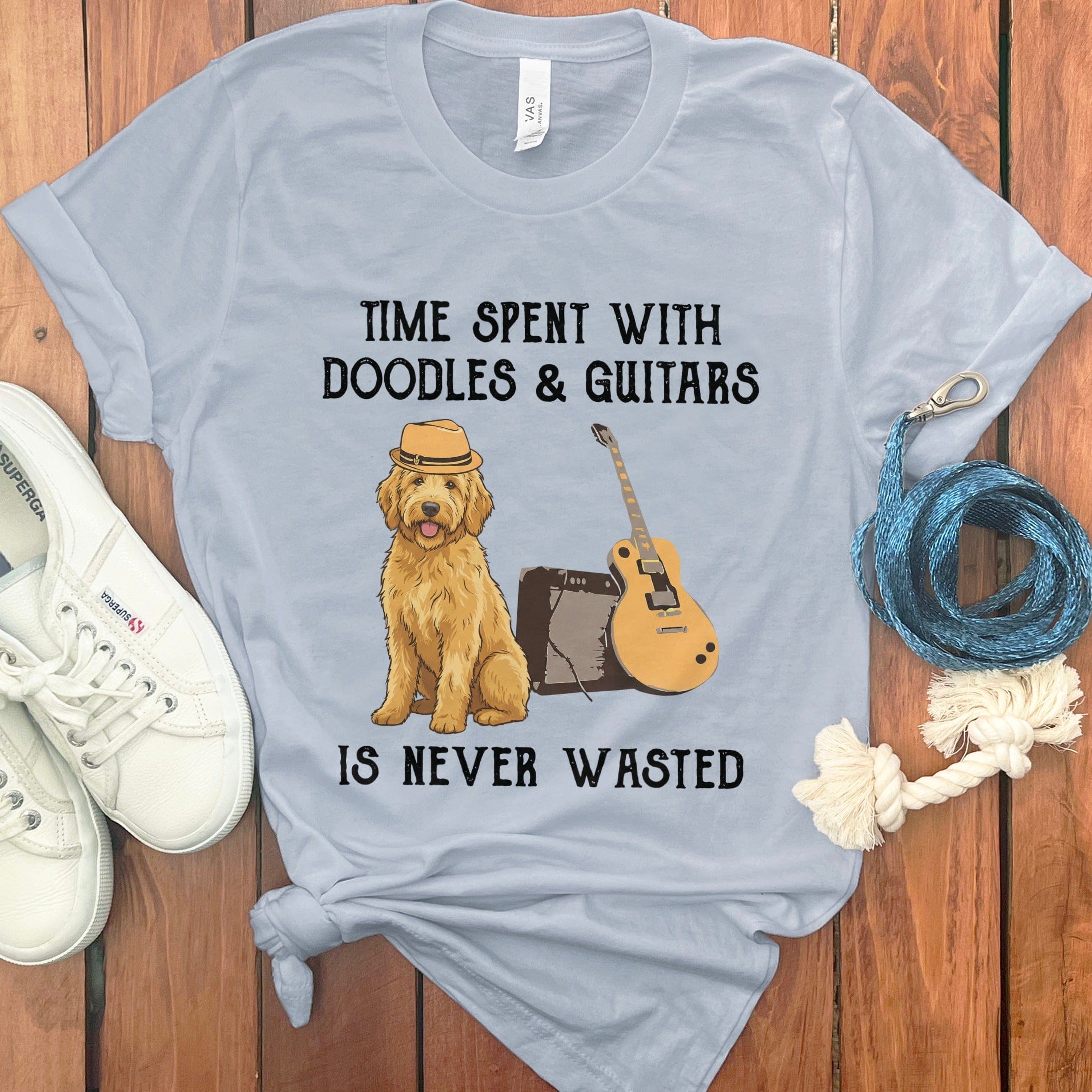 Doodles and Guitars T-Shirt in Light Blue / S by Puppy Jo