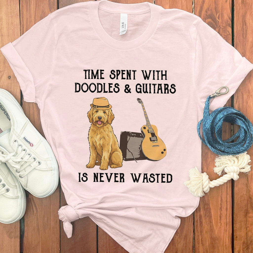 Doodles and Guitars T-Shirt in Soft Pink / S by Puppy Jo