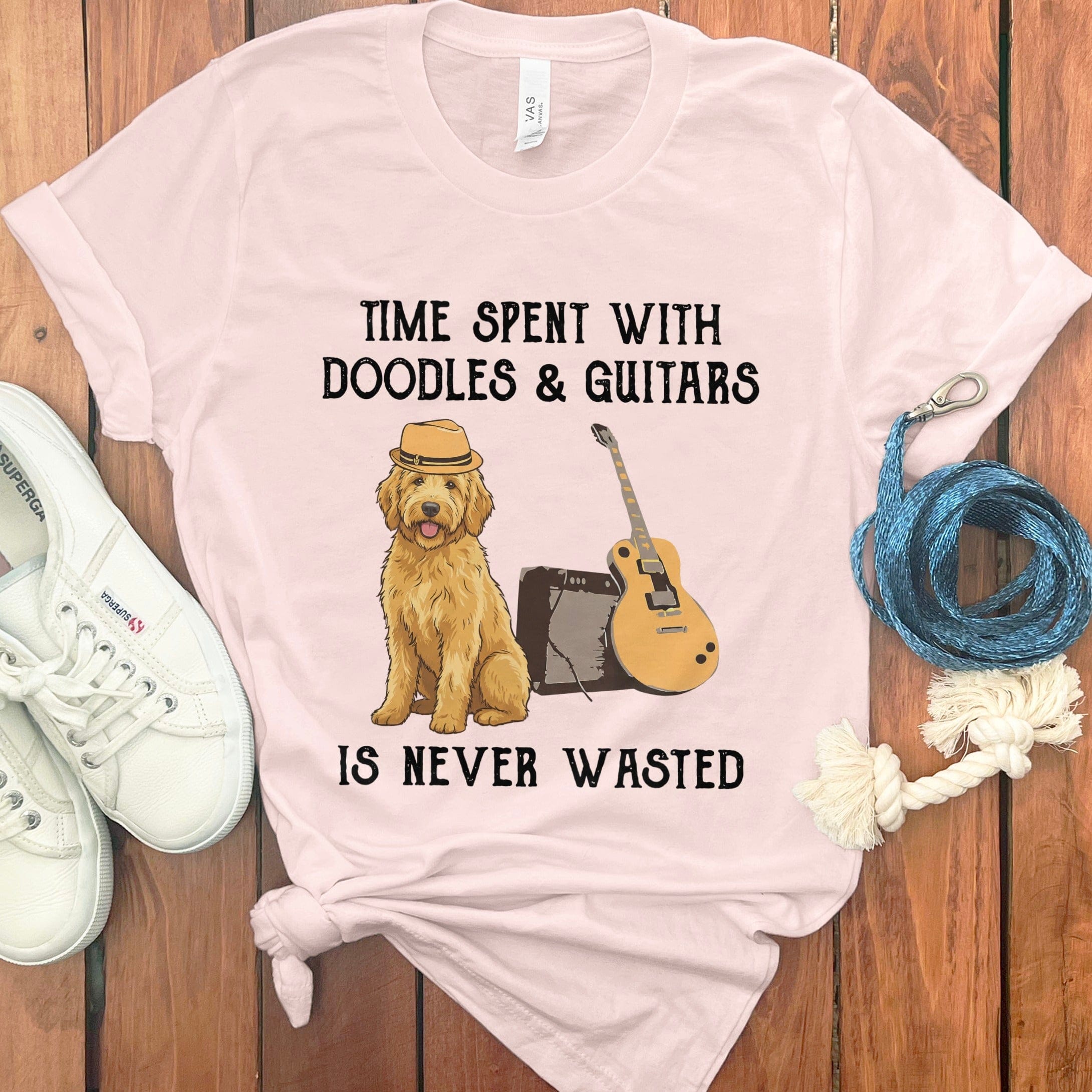 Doodles and Guitars T-Shirt in Soft Pink / S by Puppy Jo