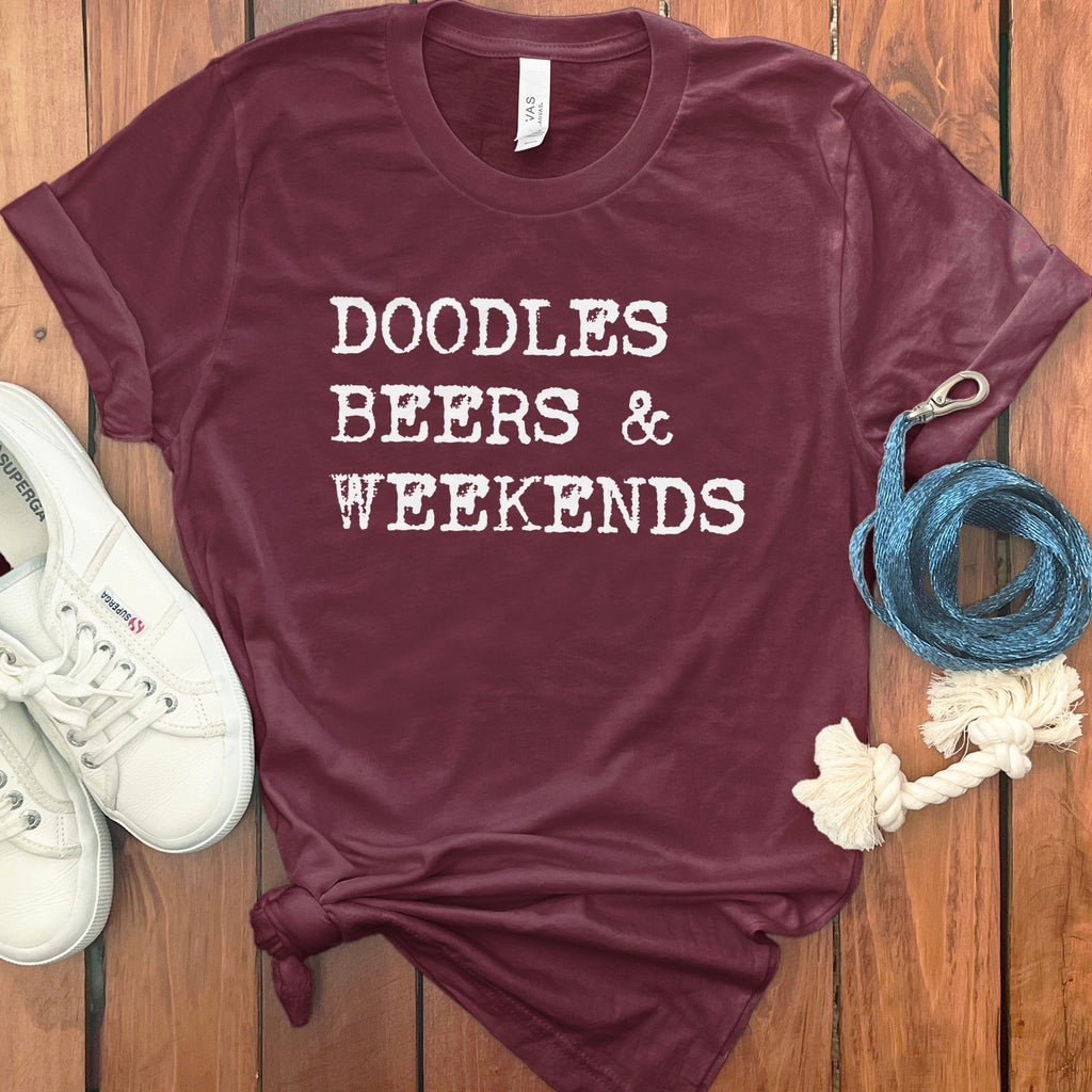 Doodles Beers T-Shirt in Maroon / S by Puppy Jo