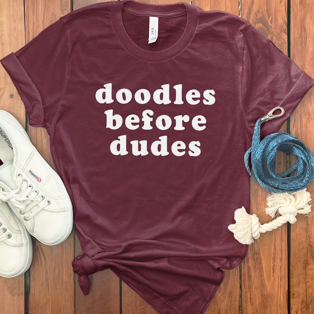Doodles Before Dudes T-Shirt in Maroon / S by Puppy Jo