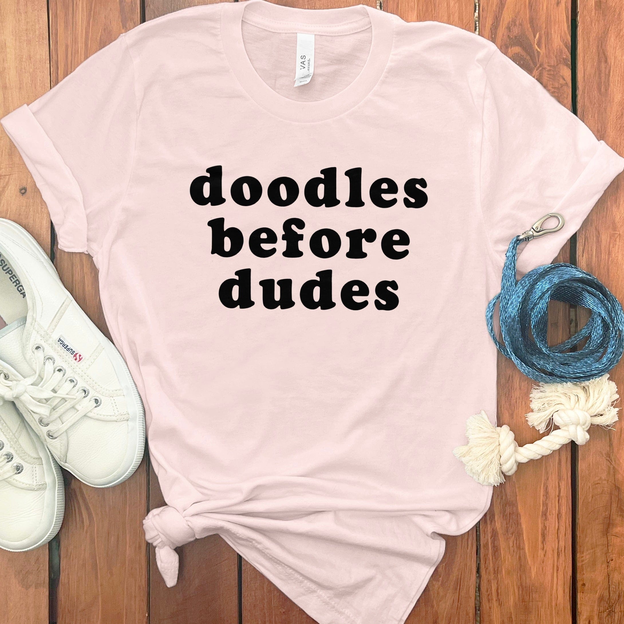 Doodles Before Dudes T-Shirt in Soft Pink / S by Puppy Jo