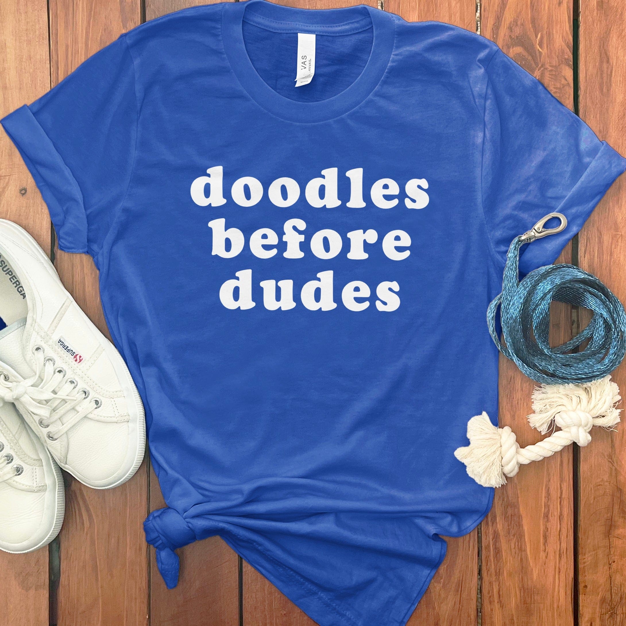 Doodles Before Dudes T-Shirt in True Royal / S by Puppy Jo