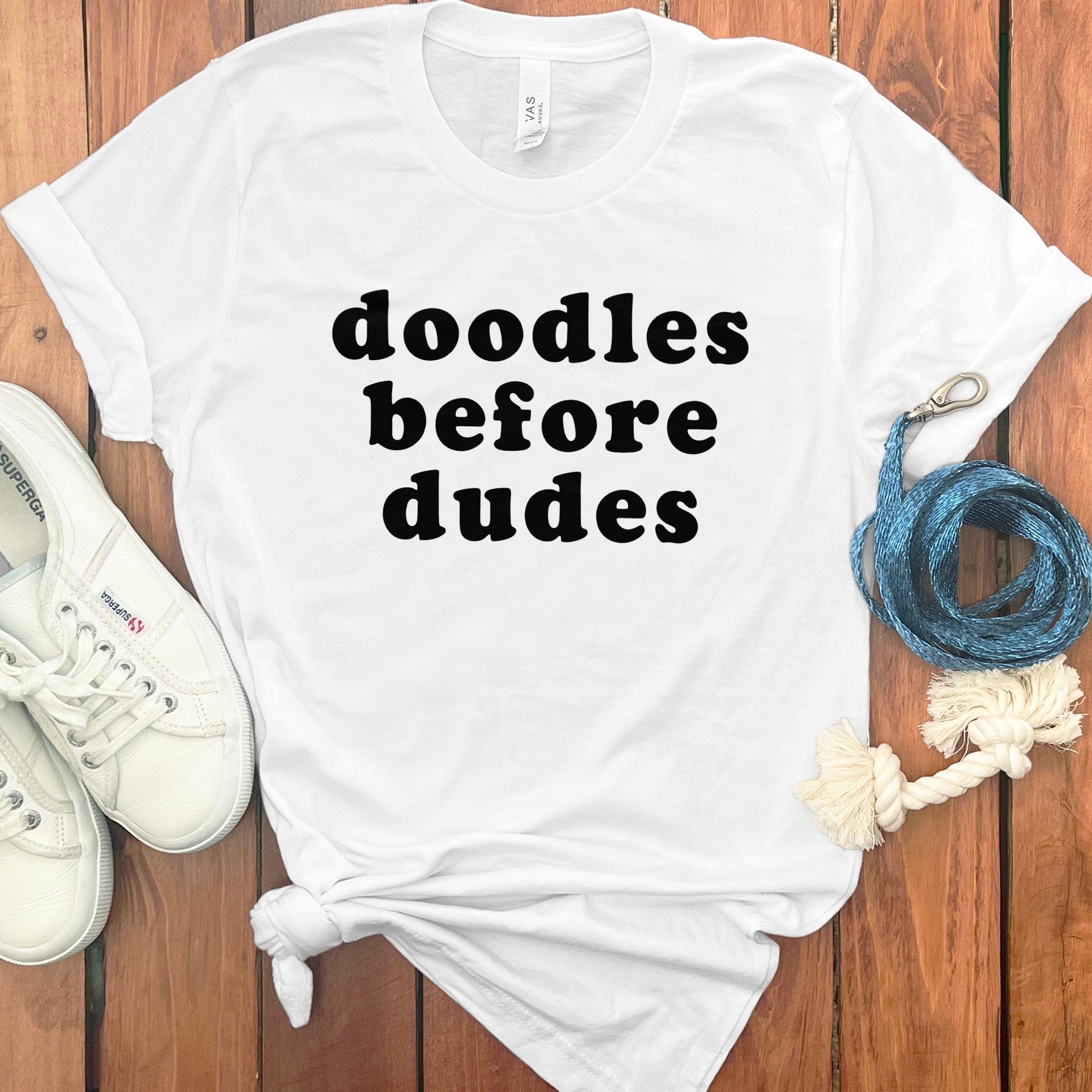 Doodles Before Dudes T-Shirt in White / S by Puppy Jo