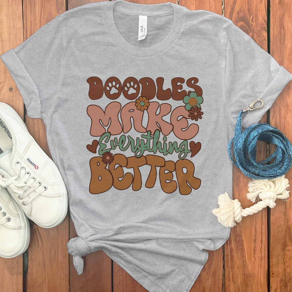 Doodles Better T-Shirt in Athletic Heather / S by Puppy Jo