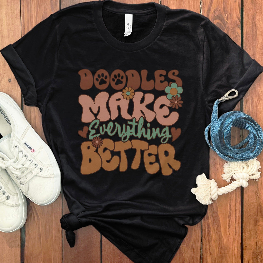 Doodles Better T-Shirt in Black / S by Puppy Jo