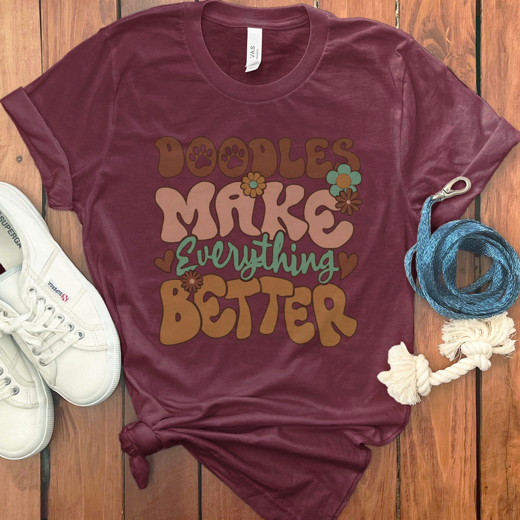 Doodles Better T-Shirt in Maroon / S by Puppy Jo