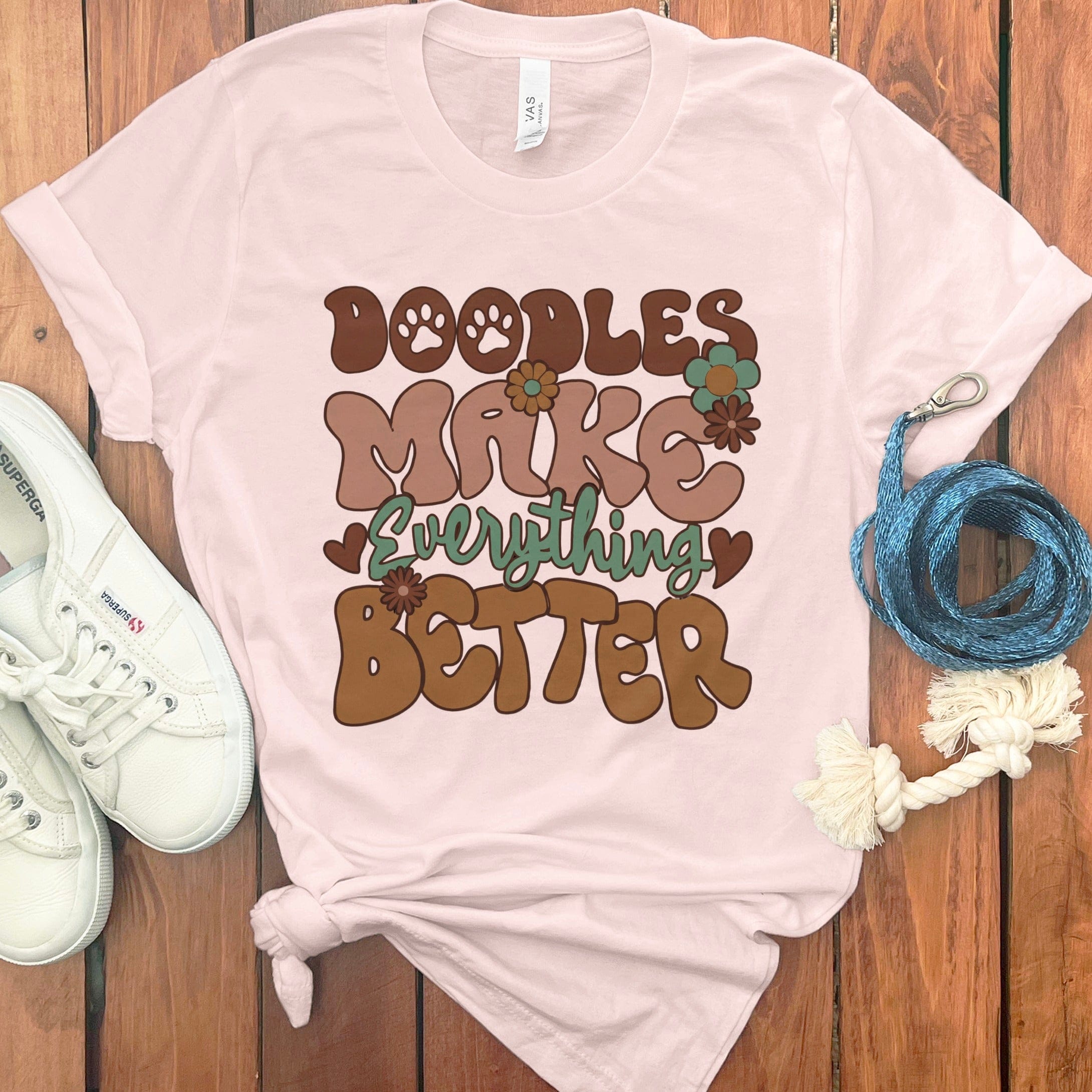 Doodles Better T-Shirt in Soft Pink / S by Puppy Jo