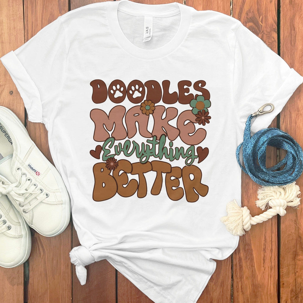 Doodles Better T-Shirt in White / S by Puppy Jo