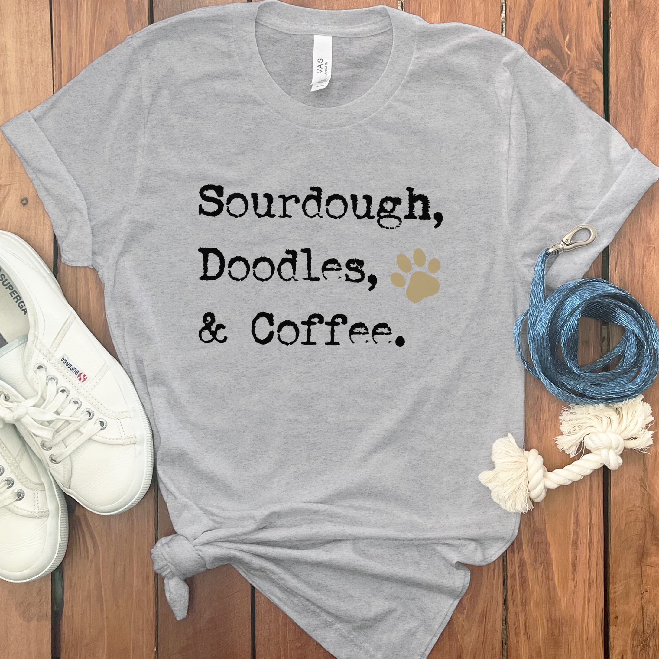 Doodles Coffee T-Shirt in Athletic Heather / M by Puppy Jo