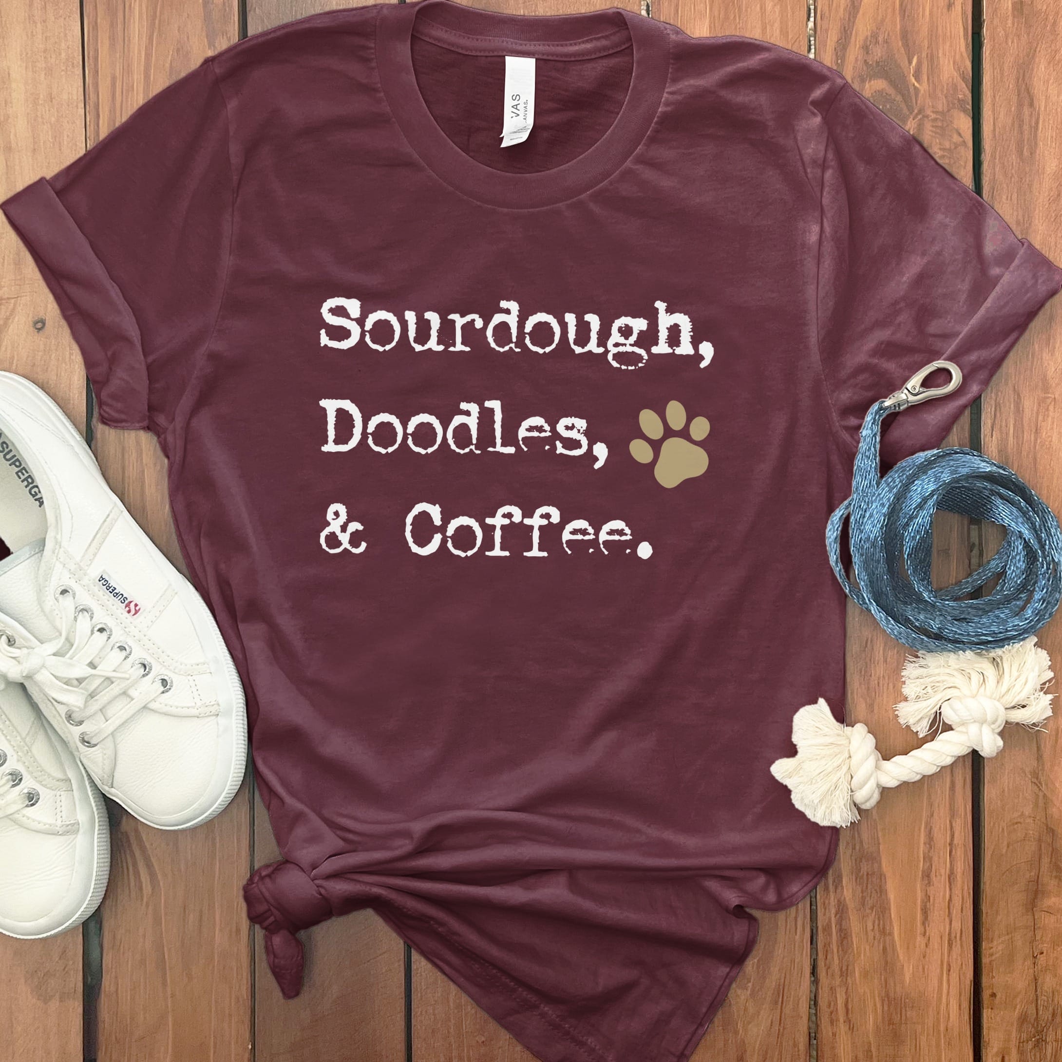 Doodles Coffee T-Shirt in Maroon / M by Puppy Jo