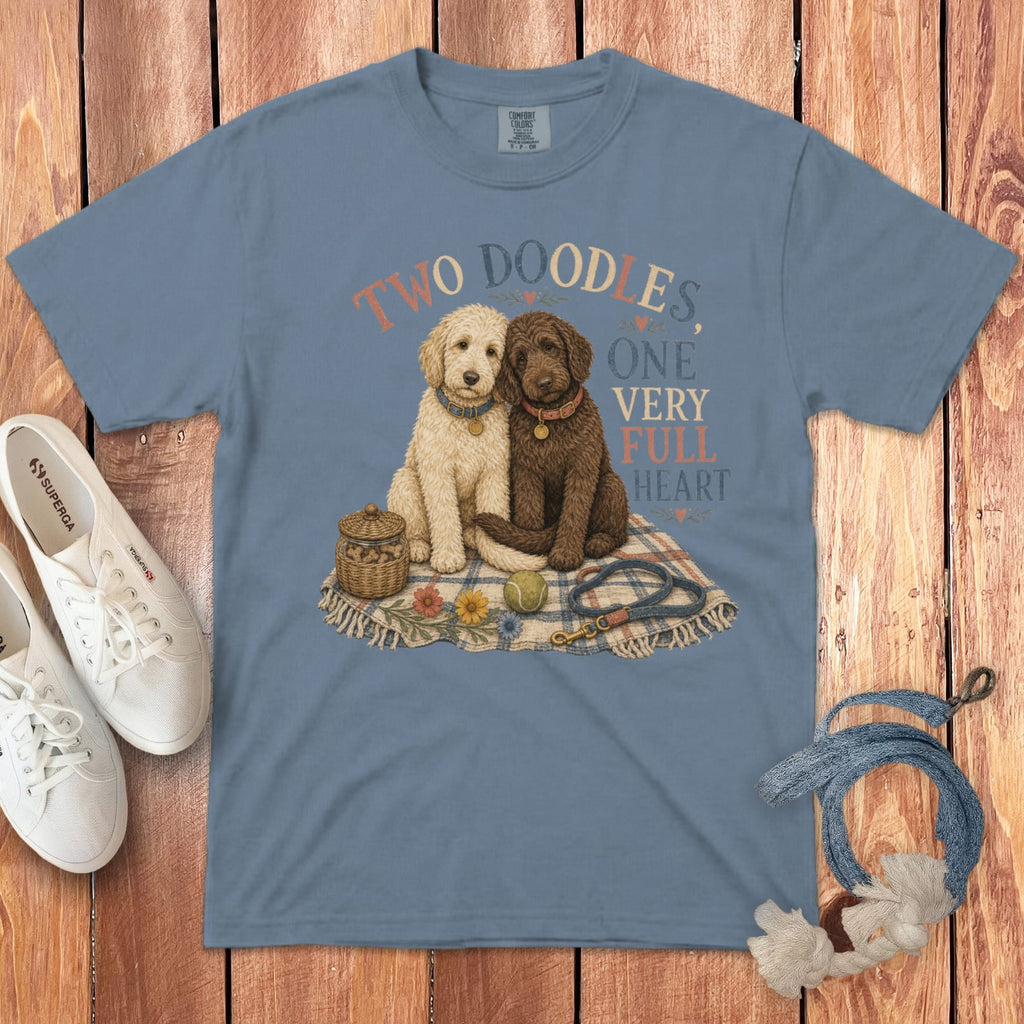 Doodles Full Heart Signature T-Shirt in S / Blue Jean by Puppy Jo