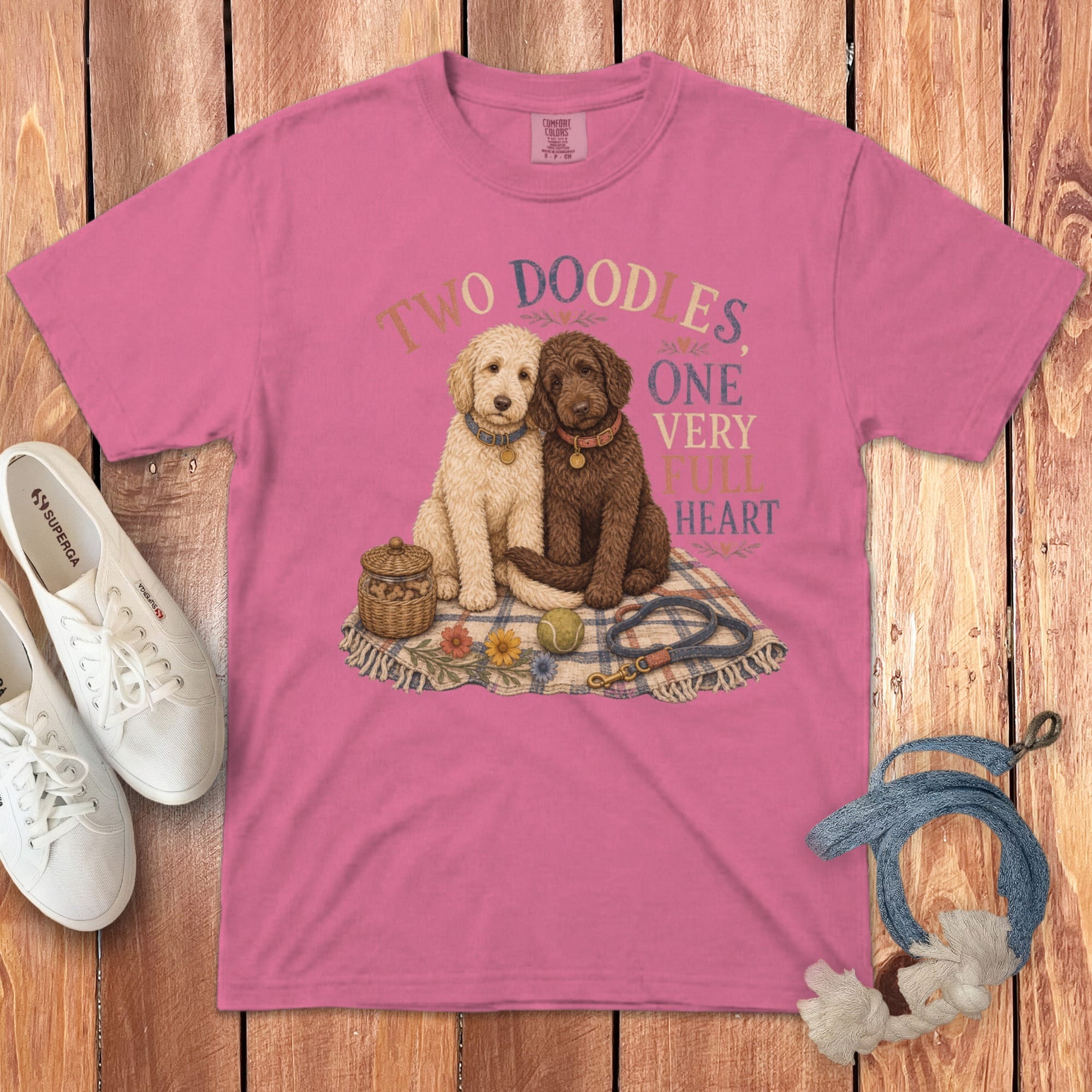 Doodles Full Heart Signature T-Shirt in S / Crunchberry by Puppy Jo