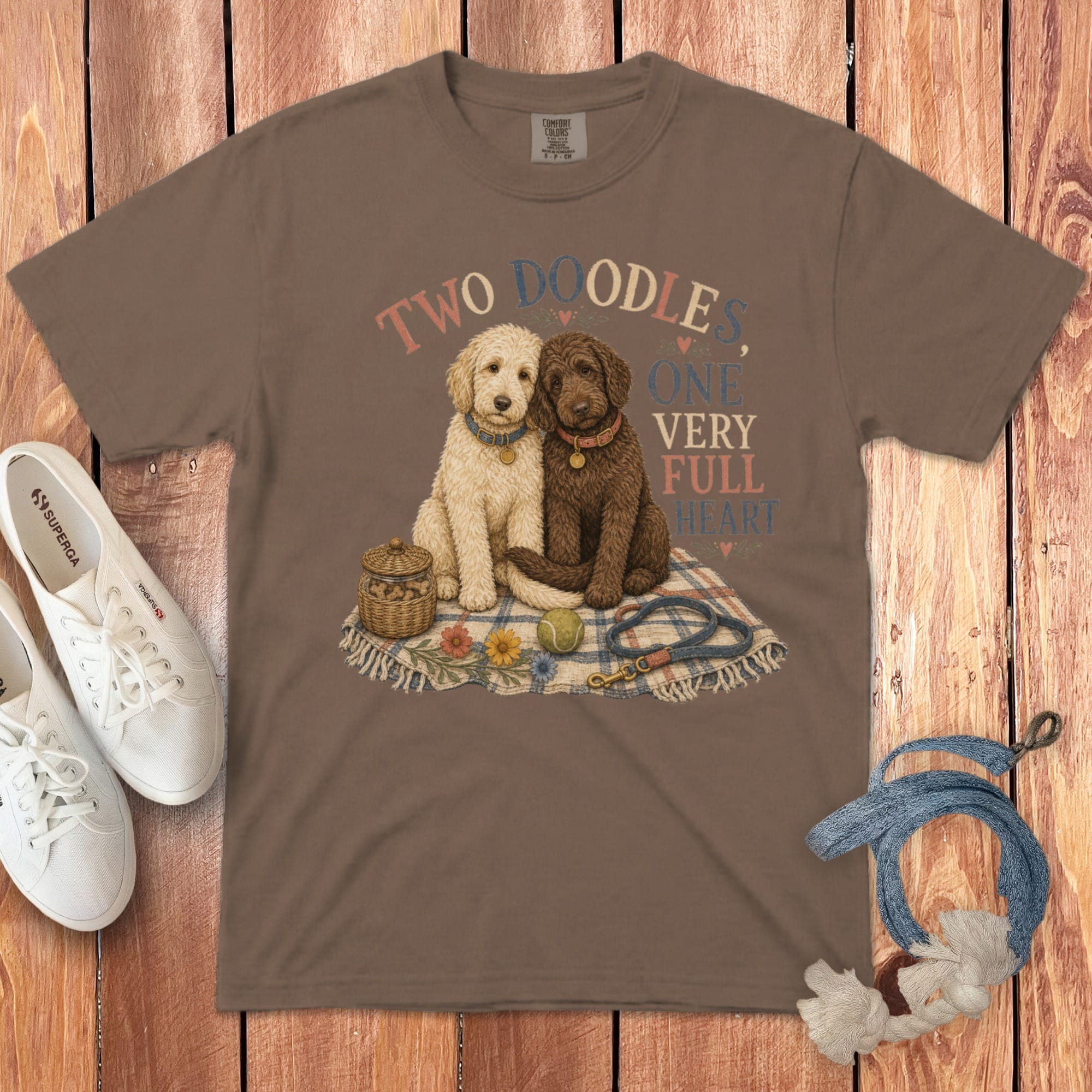 Doodles Full Heart Signature T-Shirt in S / Espresso by Puppy Jo