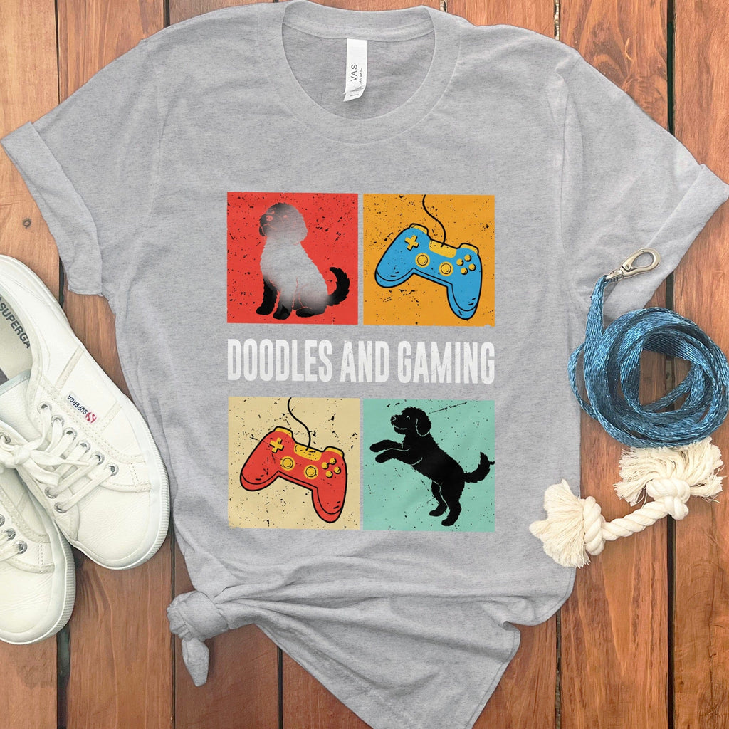 Doodles Gaming T-Shirt in Athletic Heather / S by Puppy Jo