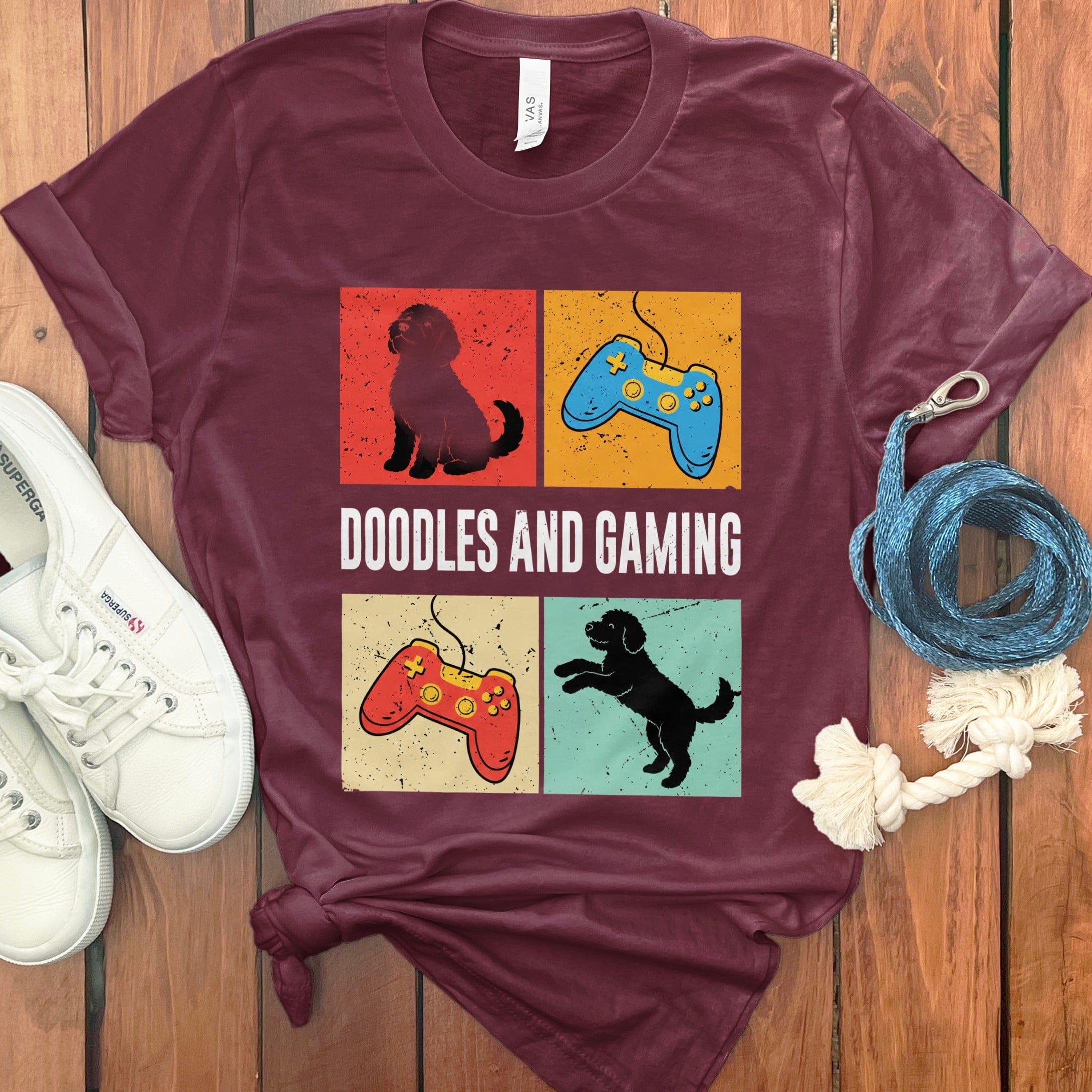 Doodles Gaming T-Shirt in Maroon / S by Puppy Jo