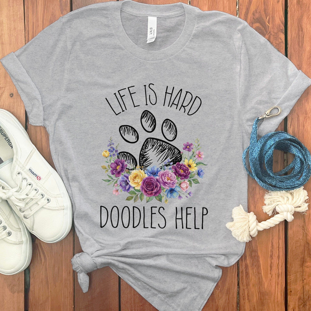 Doodles Help T-Shirt in Athletic Heather / S by Puppy Jo