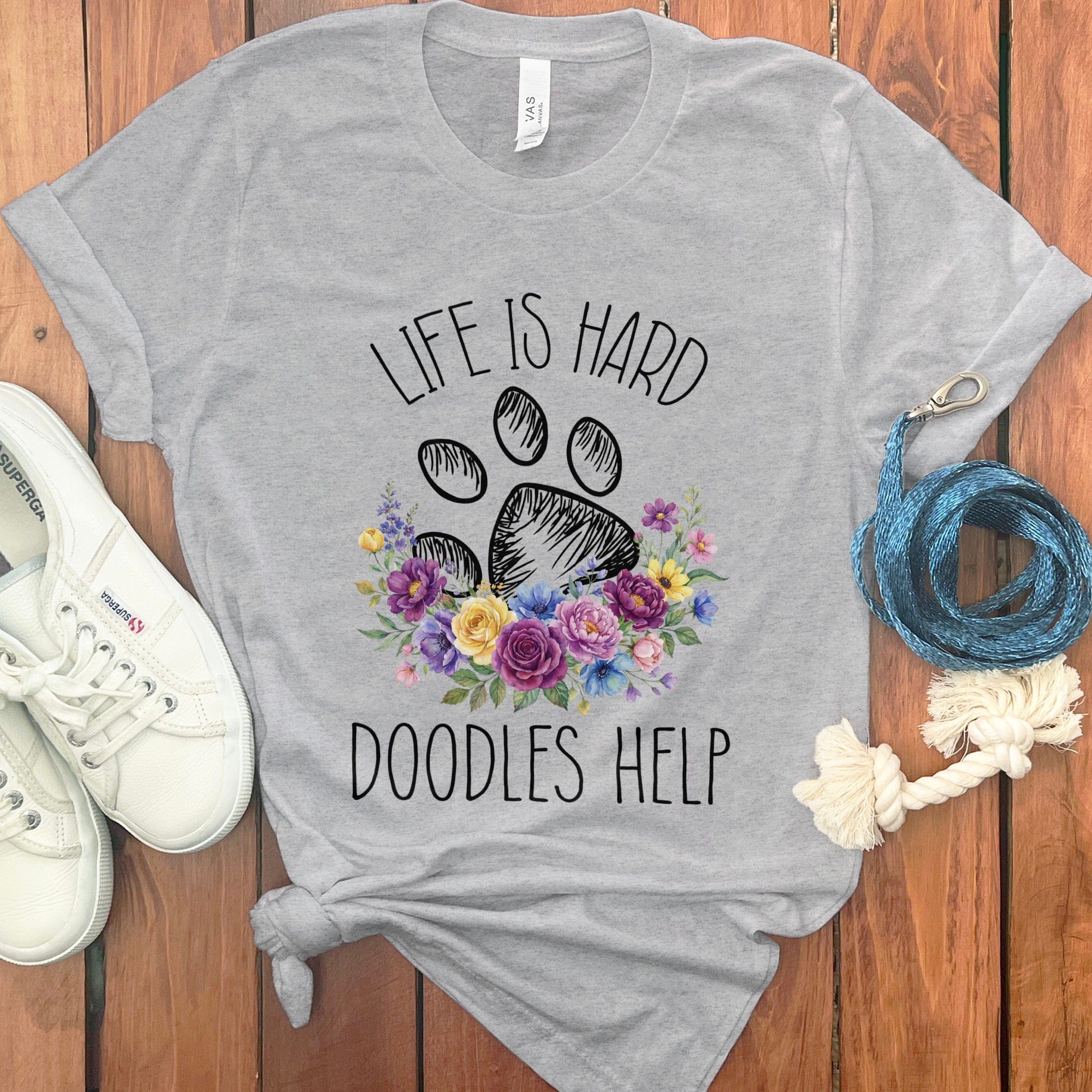 Doodles Help T-Shirt in Athletic Heather / S by Puppy Jo