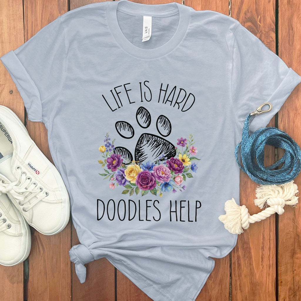 Doodles Help T-Shirt in Light Blue / S by Puppy Jo