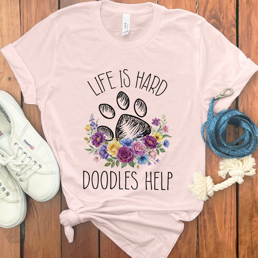 Doodles Help T-Shirt in Soft Pink / S by Puppy Jo