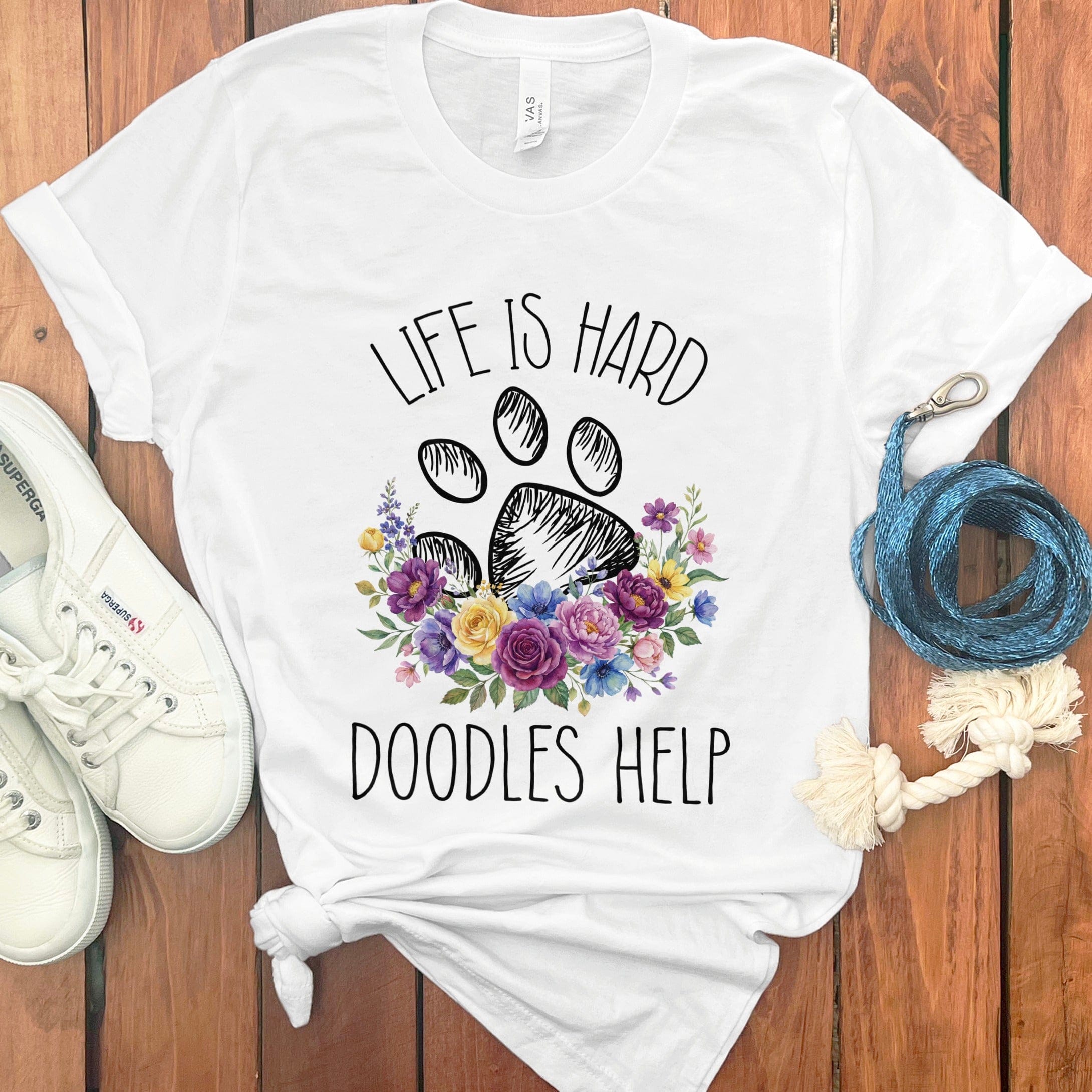 Doodles Help T-Shirt in White / S by Puppy Jo