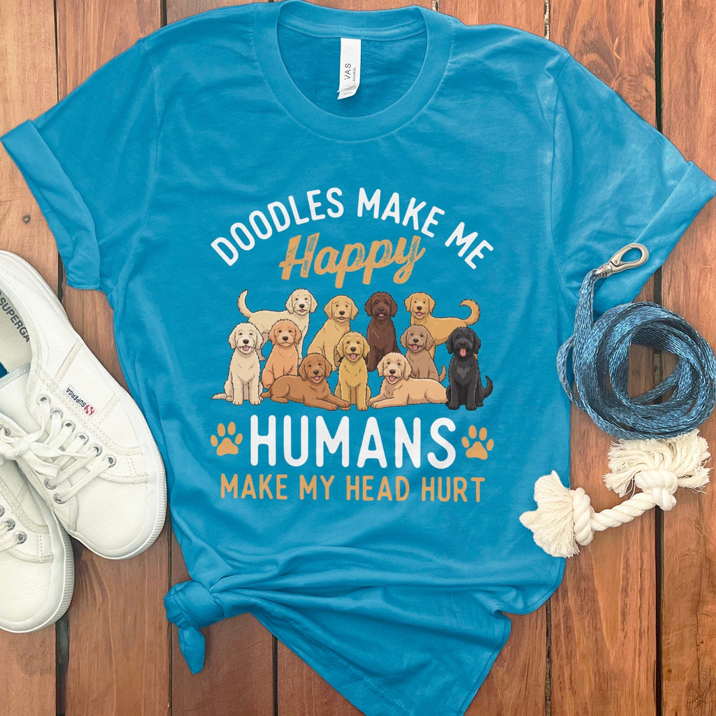Doodles Make Me Happy T-Shirt in Aqua / S by Puppy Jo