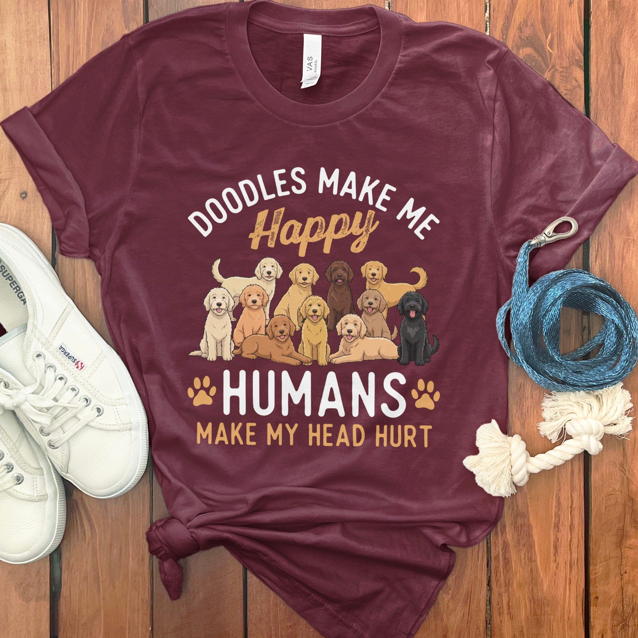 Doodles Make Me Happy T-Shirt in Maroon / S by Puppy Jo