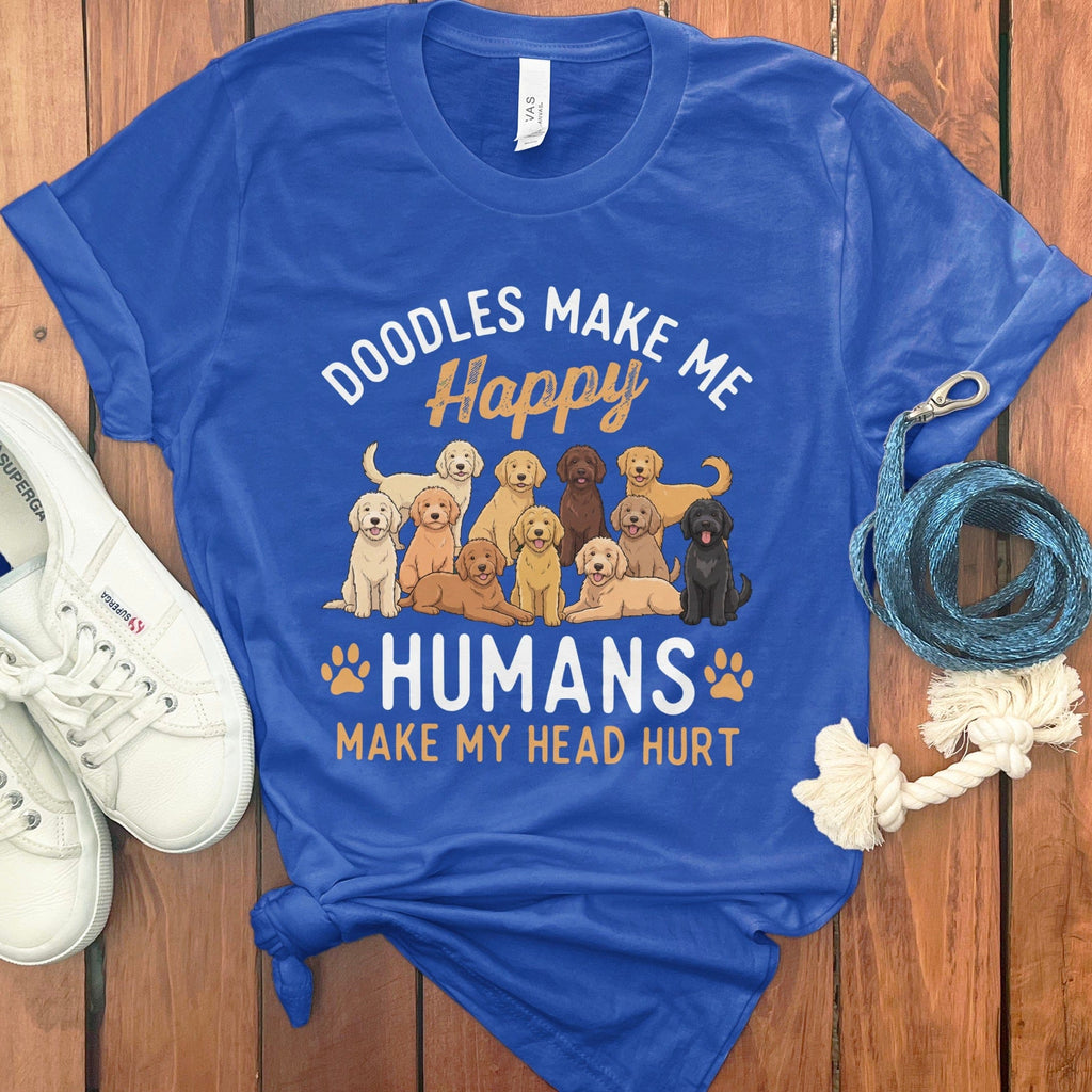 Doodles Make Me Happy T-Shirt in True Royal / S by Puppy Jo