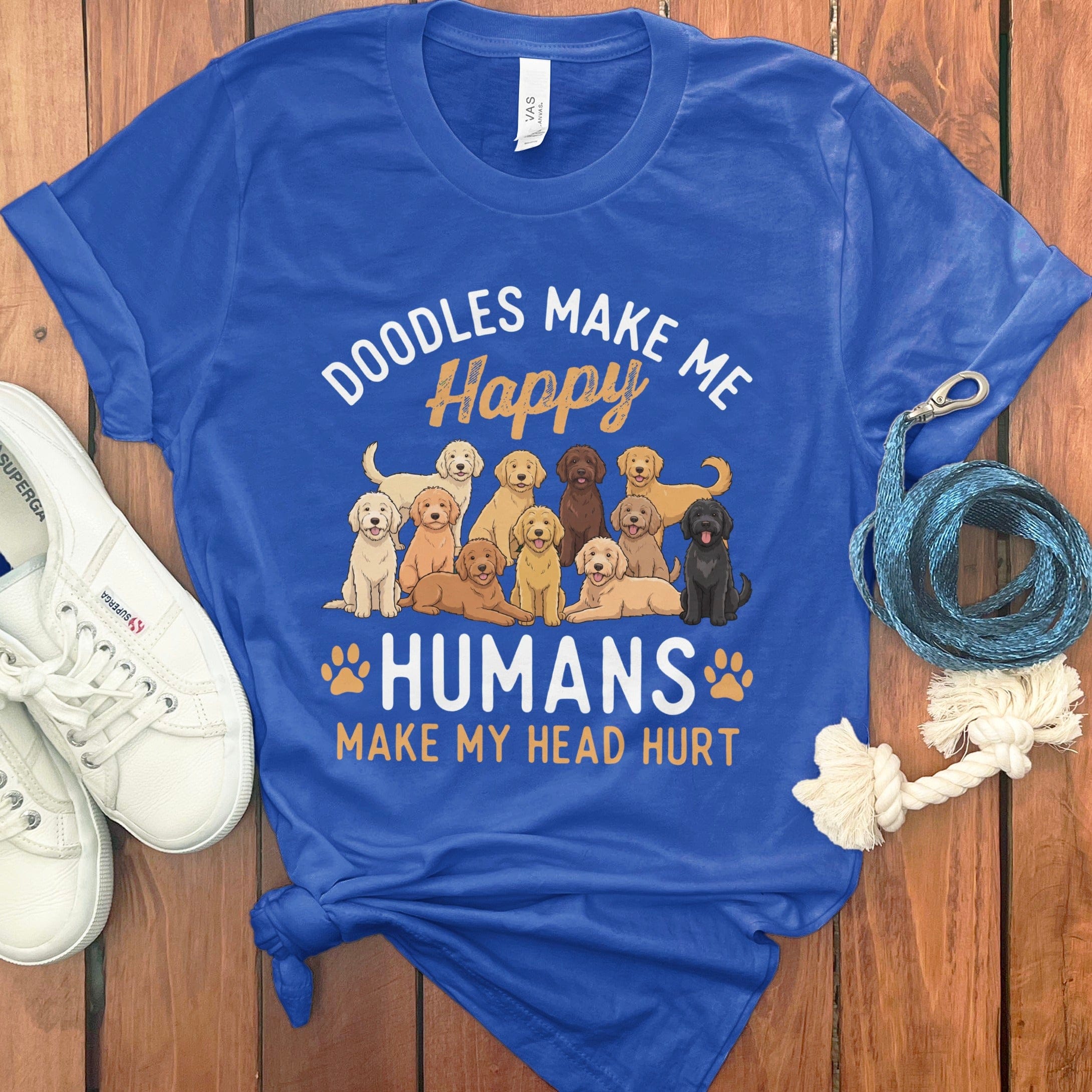 Doodles Make Me Happy T-Shirt in True Royal / S by Puppy Jo