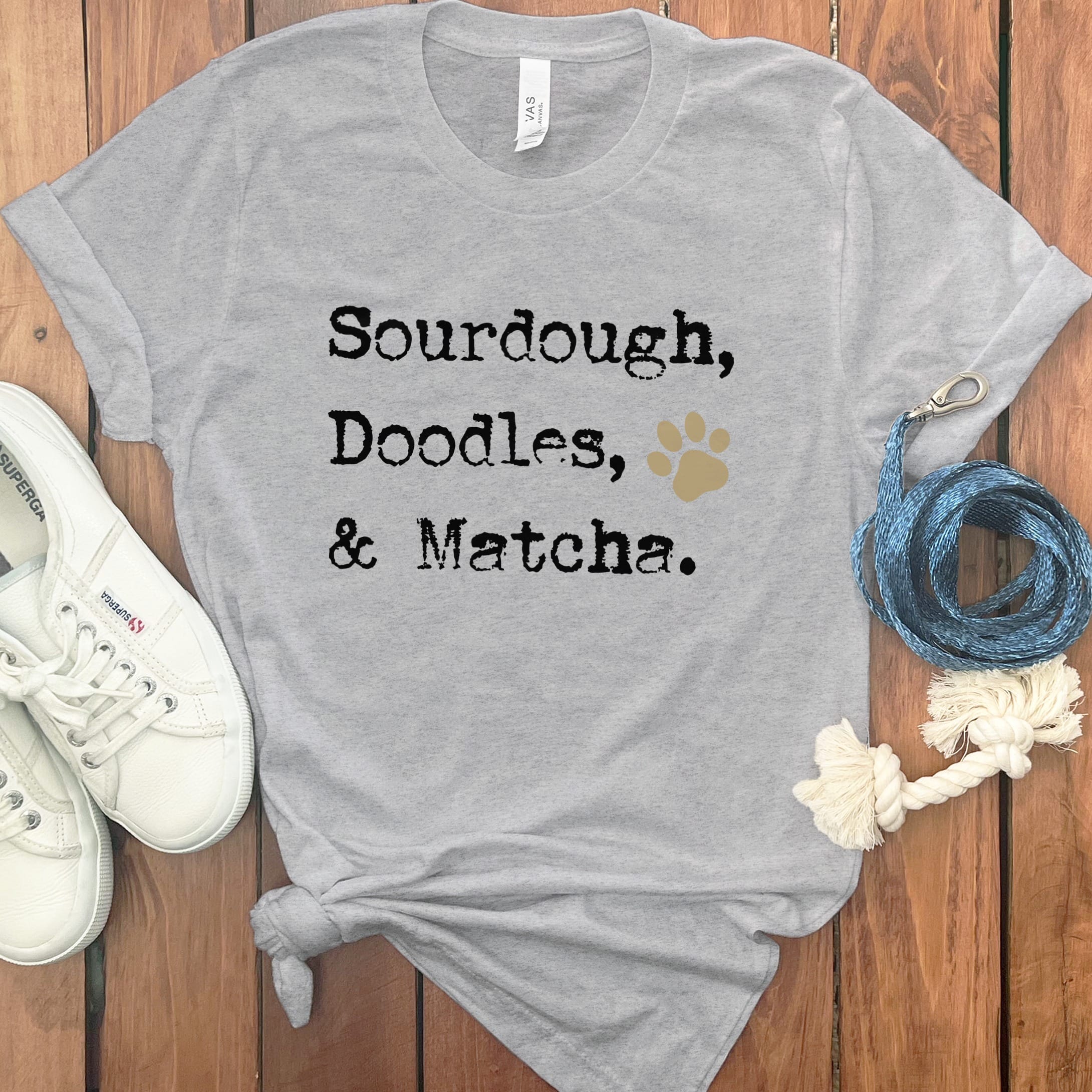 Doodles Matcha T-Shirt in Athletic Heather / M by Puppy Jo