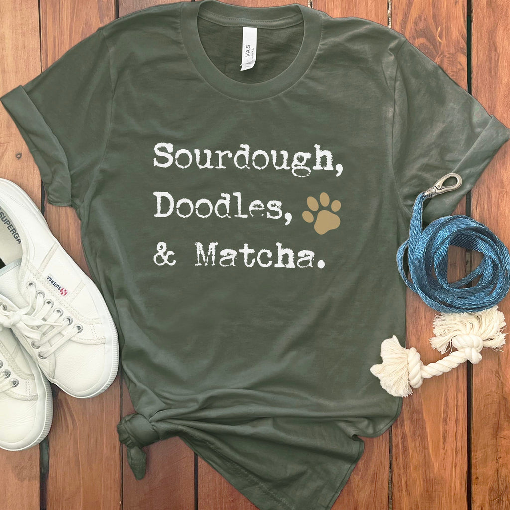 Doodles Matcha T-Shirt in Military Green / M by Puppy Jo