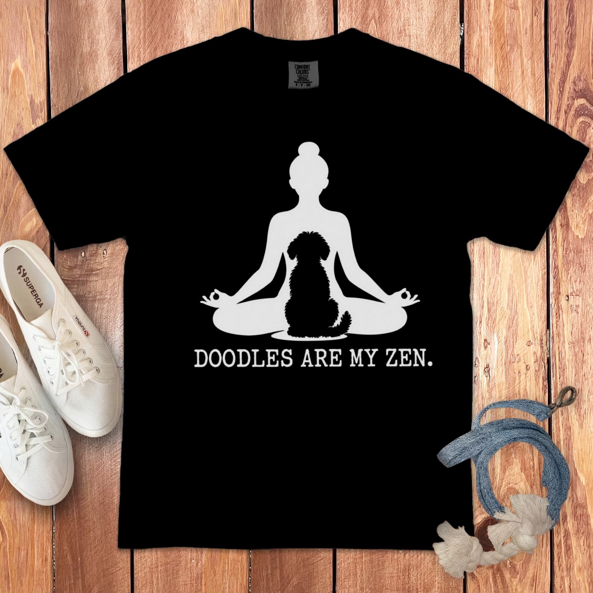 Doodles Zen Signature T-Shirt in Black / S by Puppy Jo