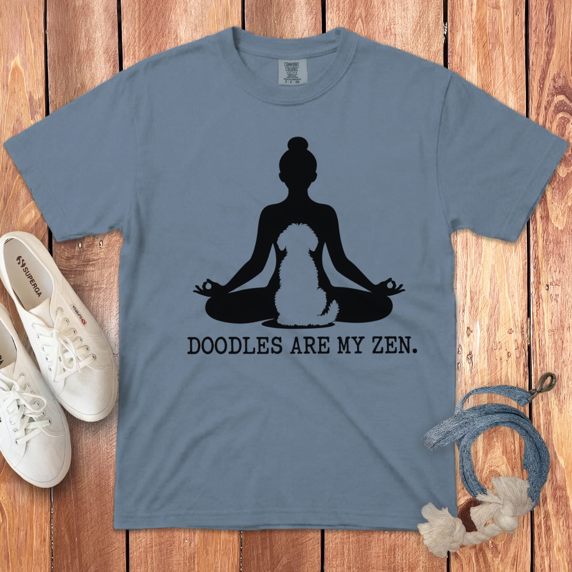 Doodles Zen Signature T-Shirt in Blue Jean / S by Puppy Jo