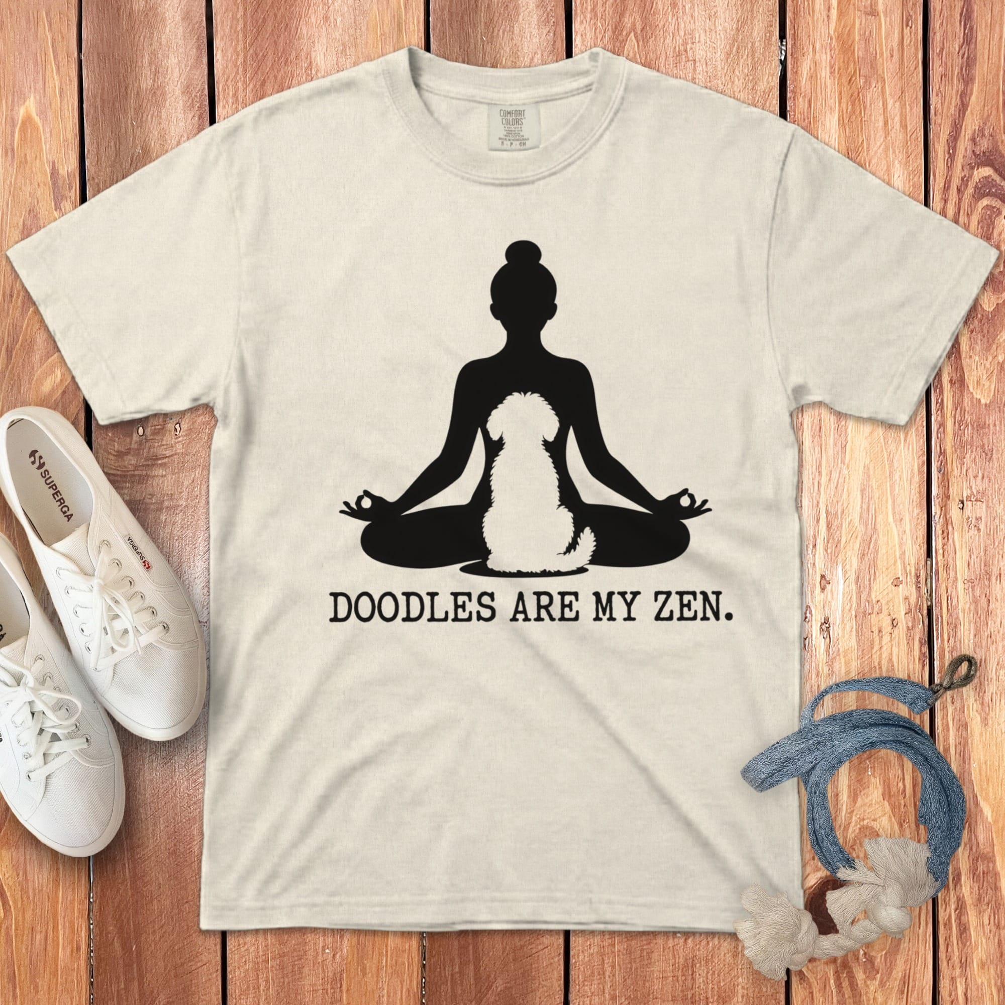 Doodles Zen Signature T-Shirt in Ivory / S by Puppy Jo