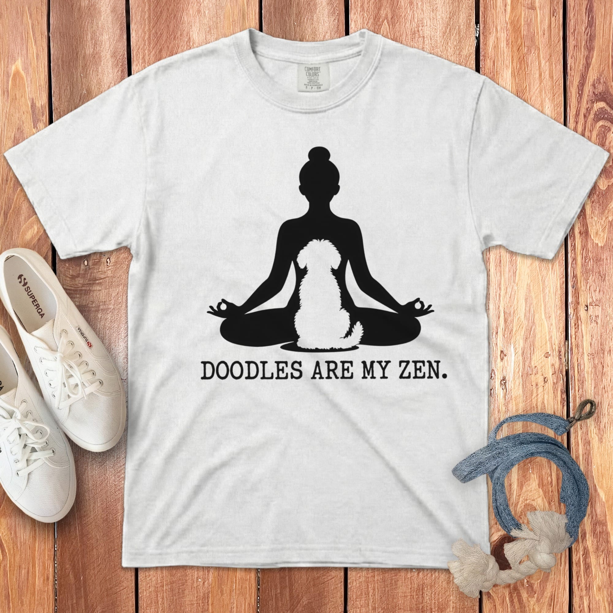 Doodles Zen Signature T-Shirt in White / S by Puppy Jo