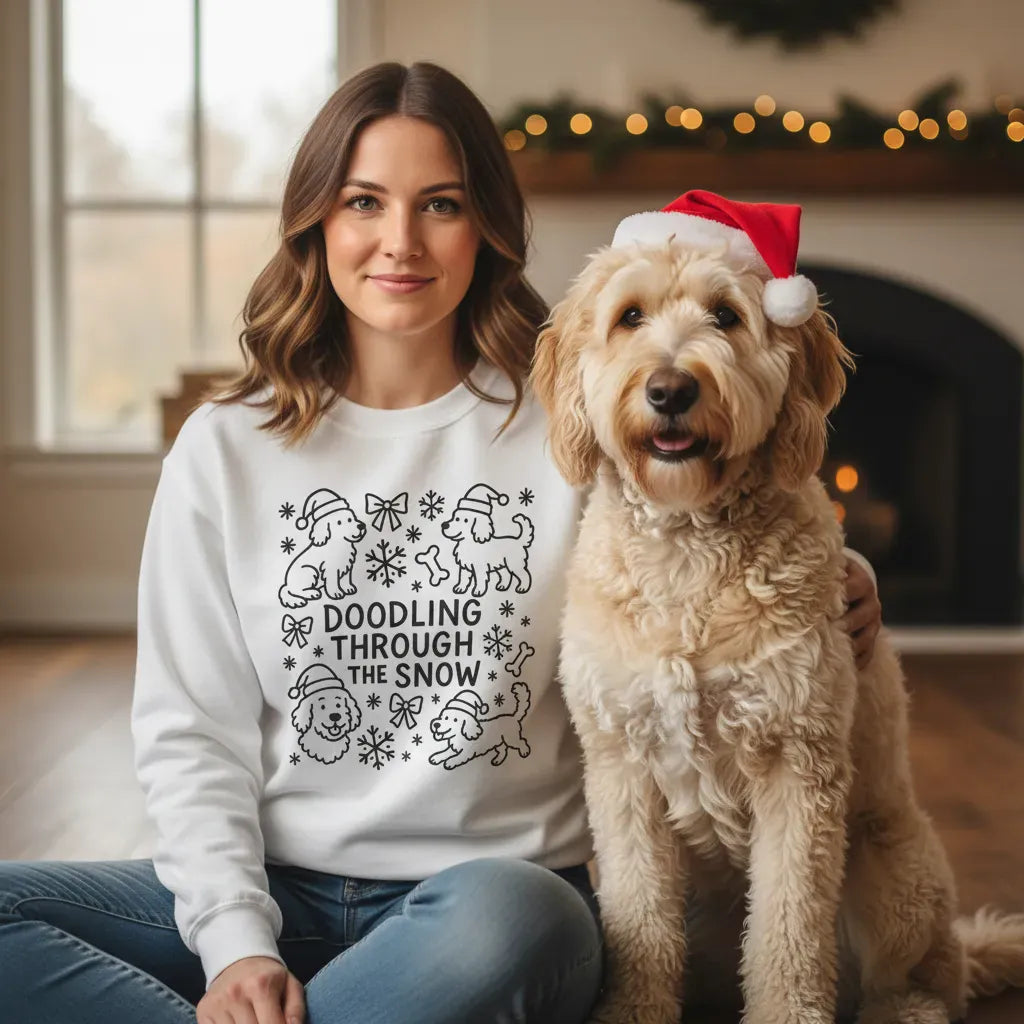 Doodling Snow Graphic Sweatshirt in by Puppy Jo