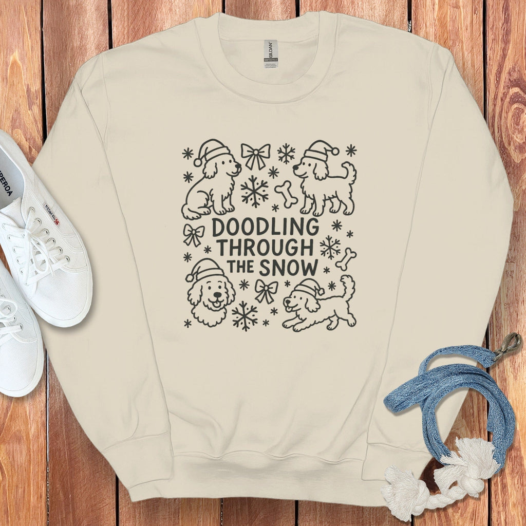 Doodling Snow Graphic Sweatshirt in Sand / S by Puppy Jo