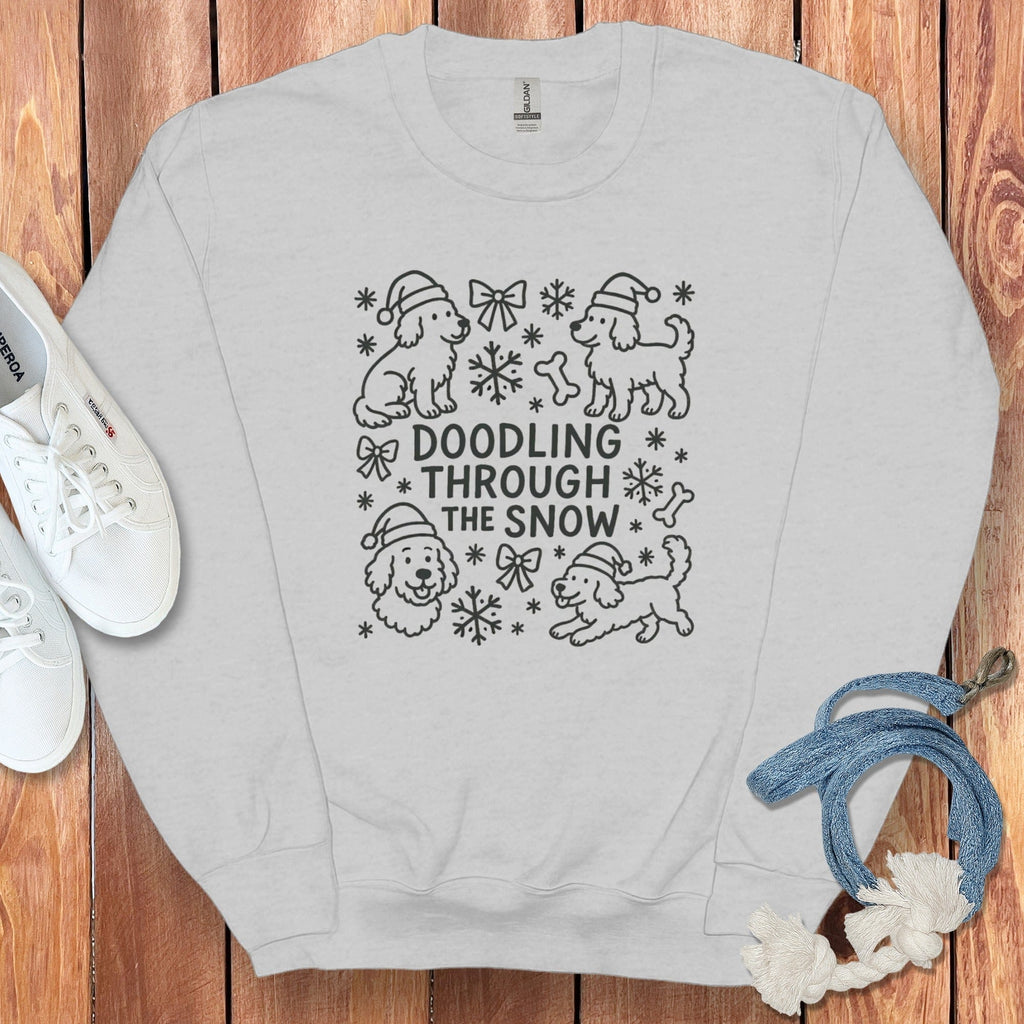 Doodling Snow Graphic Sweatshirt in Sport Grey / S by Puppy Jo