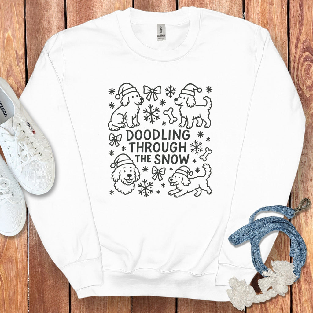 Doodling Snow Graphic Sweatshirt in White / S by Puppy Jo