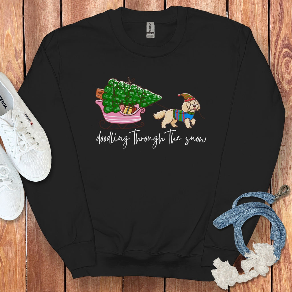 Doodling Through the Snow Sweatshirt in Black / S by Puppy Jo