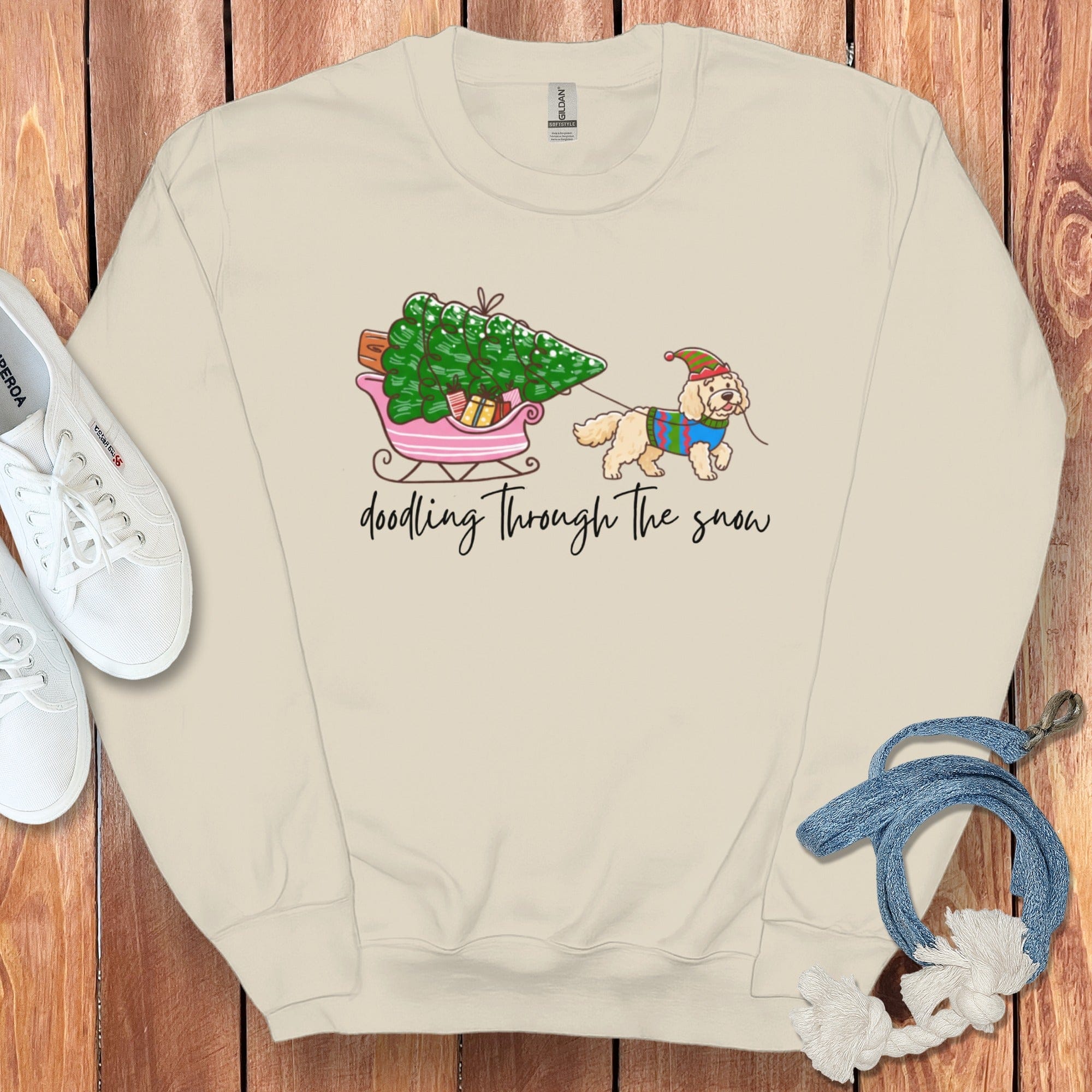 Doodling Through the Snow Sweatshirt in Sand / S by Puppy Jo