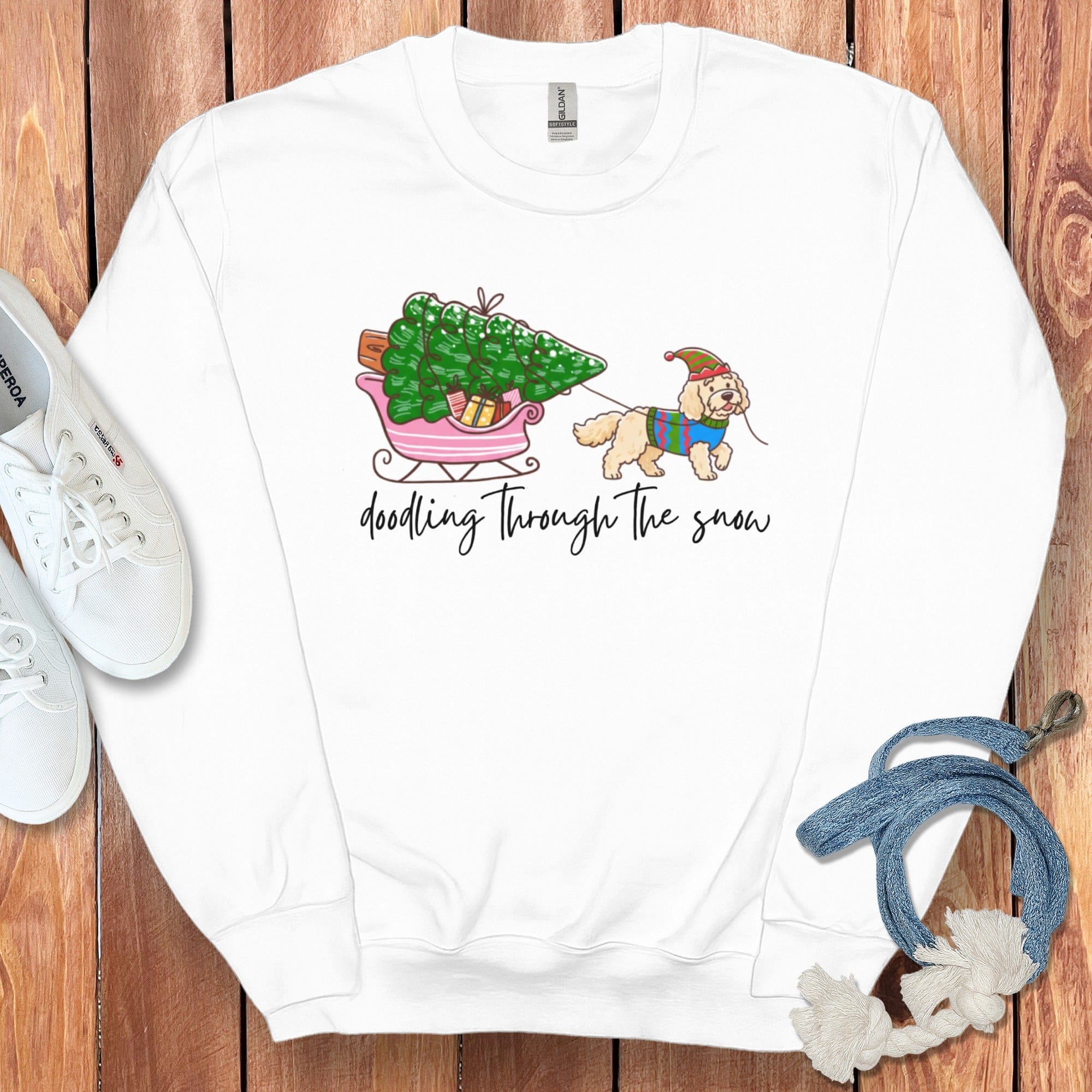 Doodling Through the Snow Sweatshirt in White / S by Puppy Jo