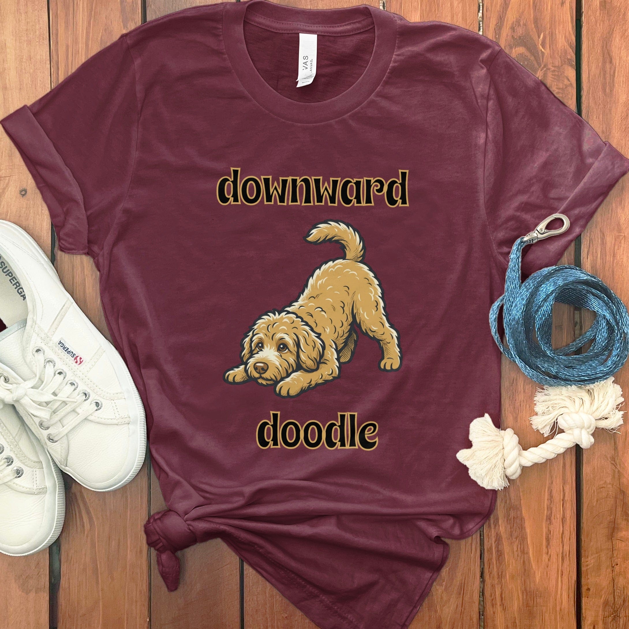 Downward Doodle T-Shirt in Maroon / S by Puppy Jo